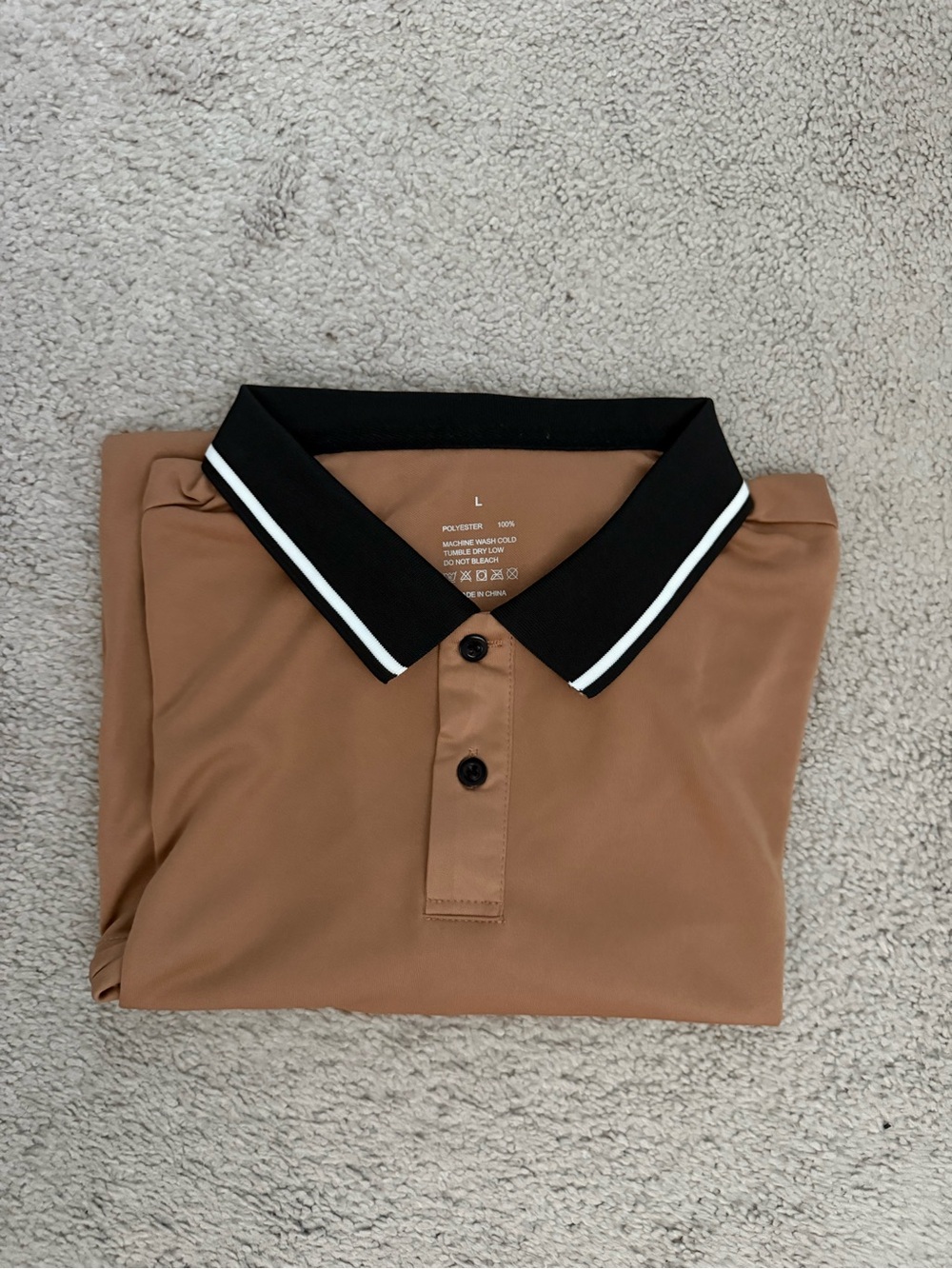 Men's Polo Shirt in Brown with Black Contrast Collar